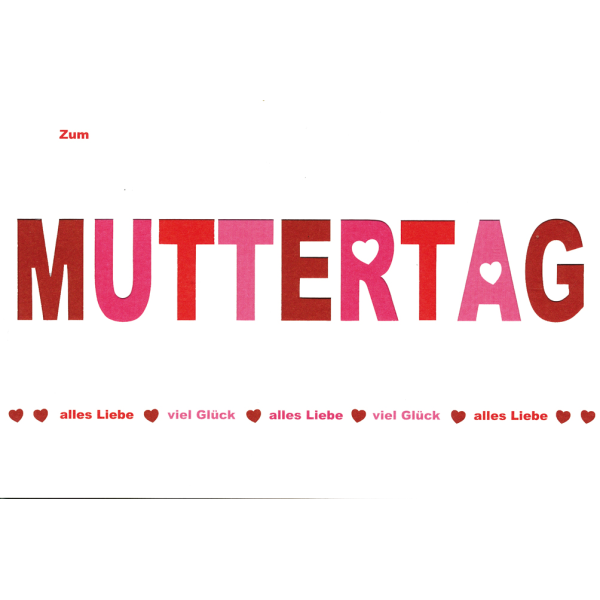 Muttertag Rote Rosa Buchstaben Herzen Glückwunschkarte mit Briefumschlag