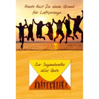 Jugendweihe Geldgeschenkkarte mit Umschlag  Jugend Strand...