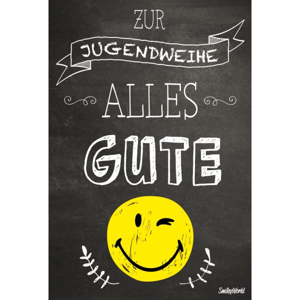 Jugendweihe Glückwunschkarte mit Umschlag  Smiley Alles Gute