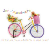 Jugendweihe Glückwunschkarte mit Umschlag  Fahrrad...
