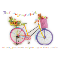 Jugendweihe Glückwunschkarte mit Umschlag  Fahrrad...