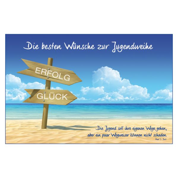 Jugendweihe Glückwunschkarte mit Umschlag  Spruch Erfolg Glück Beste Wünsche