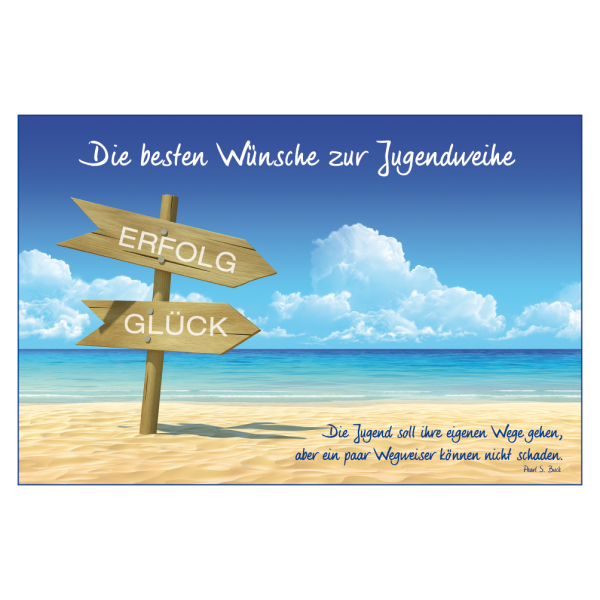 Jugendweihe Glückwunschkarte mit Umschlag  Spruch Erfolg Glück Beste Wünsche