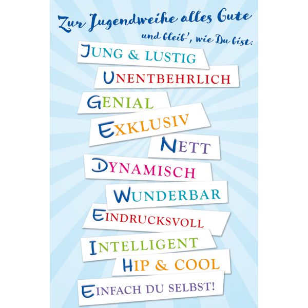 Sprüche Zur Jugendweihe Für Jungen Lustig Jugendweihe - Glückwunschkarte im Format 11,5 x 17 cm mit Briefumschl