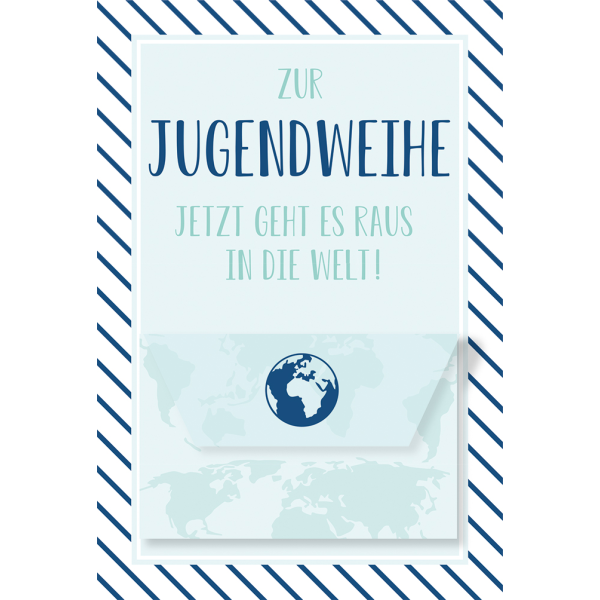 Jugendweihe Geldgeschenkkarte mit Umschlag  Welt