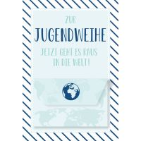 Jugendweihe Geldgeschenkkarte mit Umschlag  Welt