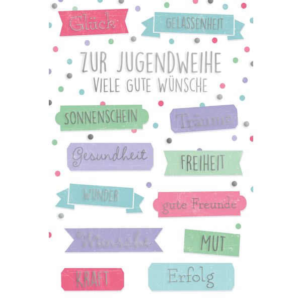 Jugendweihe Glückwunschkarte mit Umschlag  Gesundheit Freiheit Gute Wünsche