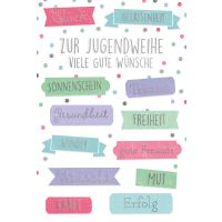 Jugendweihe Glückwunschkarte mit Umschlag...