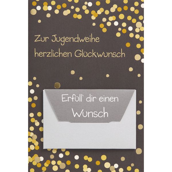 Jugendweihe Geldgeschenkkarte mit Umschlag  Konfetti Herzlichen Glückwunsch