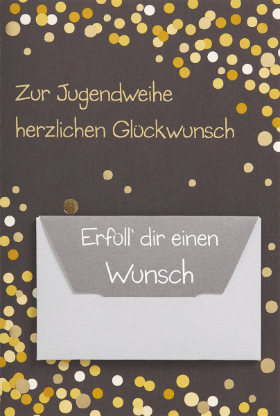 Jugendweihe - Geldkarte - Glückwunschkarte im Format 11,5 x 17 cm mit Briefumschlag