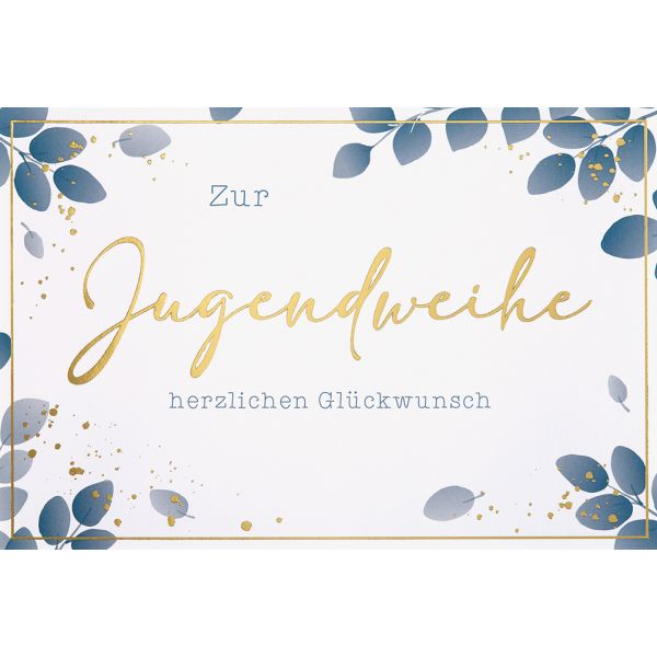 Jugendweihe Unverpackte Glückwunschkarte mit Umschlag  Blätter Herzlichen Glückwunsch