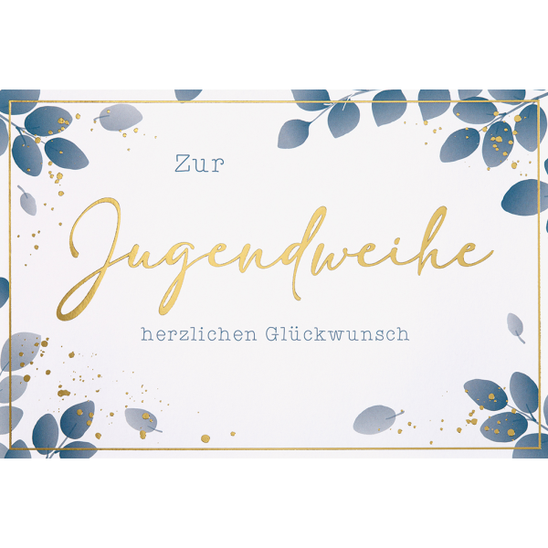 Jugendweihe Unverpackte Glückwunschkarte mit Umschlag  Blätter Herzlichen Glückwunsch