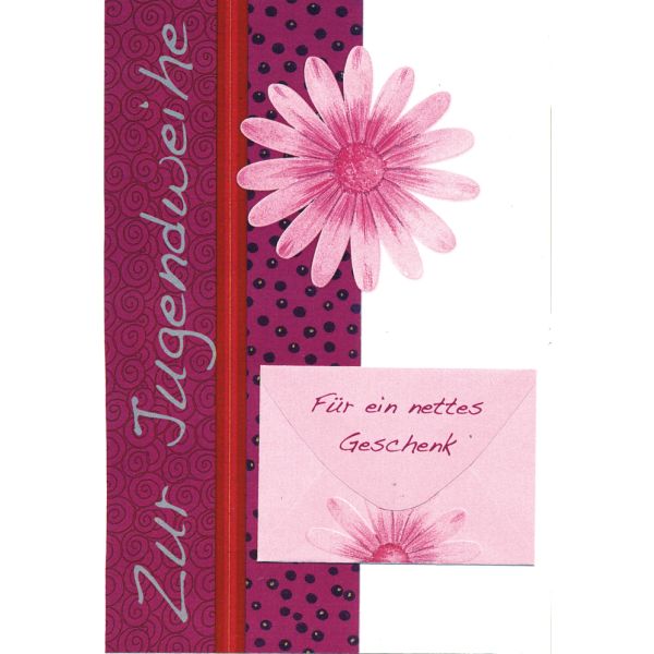 Jugendweihe Geldgeschenkkarte mit Umschlag  Blume Geschenk