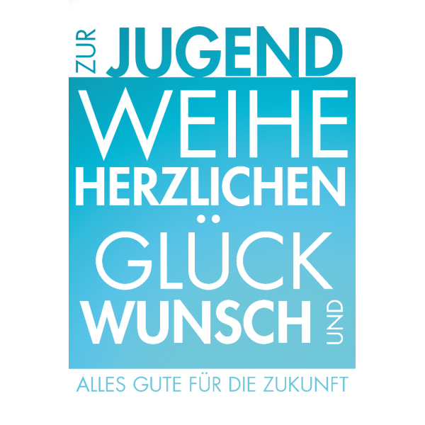 Jugendweihe Glückwunschkarte mit Umschlag  Herzlichen Glückwunsch und Alles Gute blau