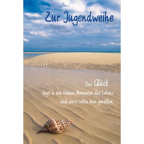 Jugendweihe Glückwunschkarte mit Umschlag  Strand Muschel Glück