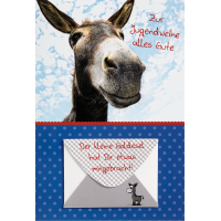 Jugendweihe Geldgeschenkkarte mit Umschlag  Esel Goldesel...