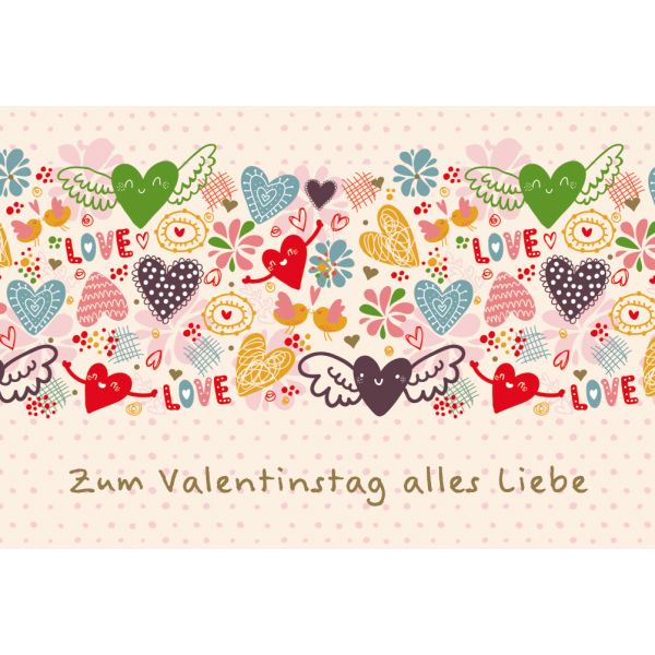 Valentinstag Glückwunschkarte mit Umschlag  Herzen Love Alles Liebe