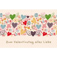 Valentinstag Glückwunschkarte mit Umschlag  Herzen...