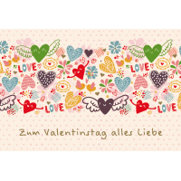 Valentinstag Glückwunschkarte mit Umschlag  Herzen...