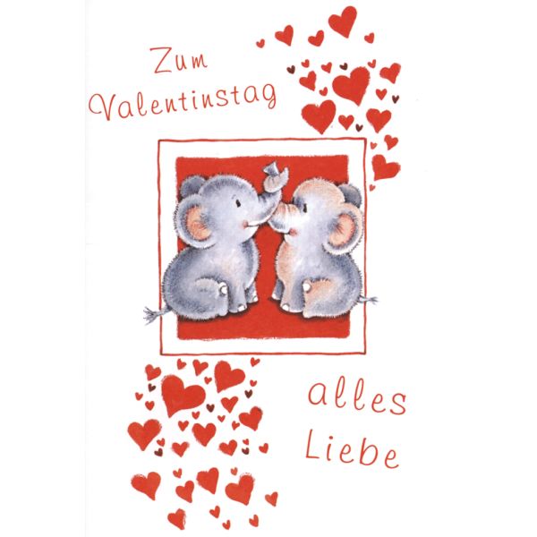 Valentinstag Glückwunschkarte mit Umschlag  Herzen Alles Liebe