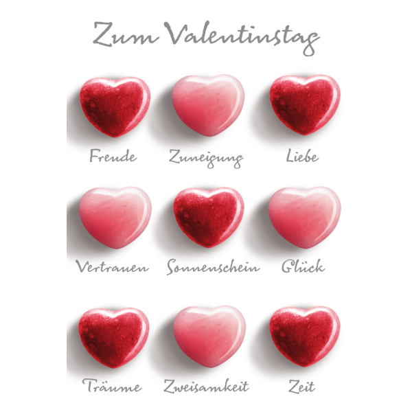 Valentinstag Glückwunschkarte mit Umschlag  Herzen Liebe Glück Zeit