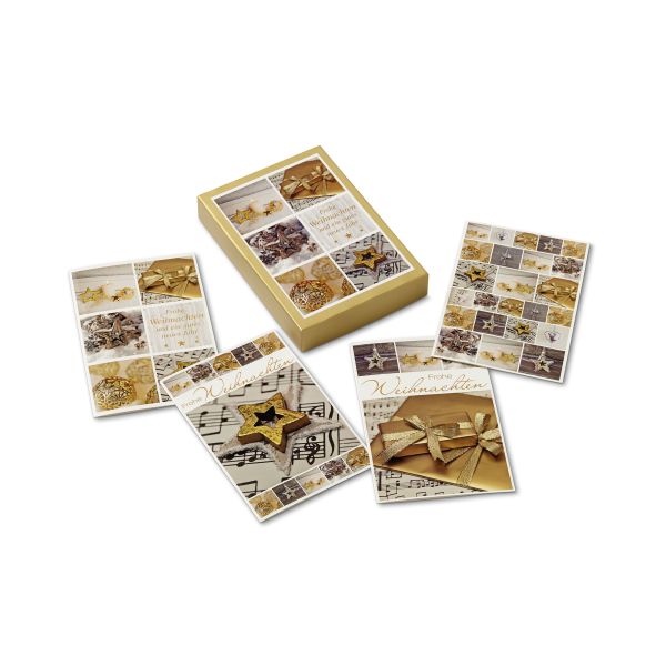 Weihnachten - Kartenbox mit 8 Karten und 8 Umschlägen - 4 Dekore á 2 Stück