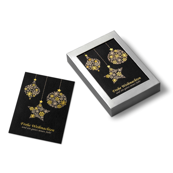 Weihnachten Grußkarten-Box mit 8 Weihnachtskarten mit Umschlägen schwarz gold