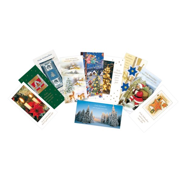 Weihnachten - Mehrfachpackung - 10 Karten/10 Umschläge – im Format 10 x 20 cm im Topper