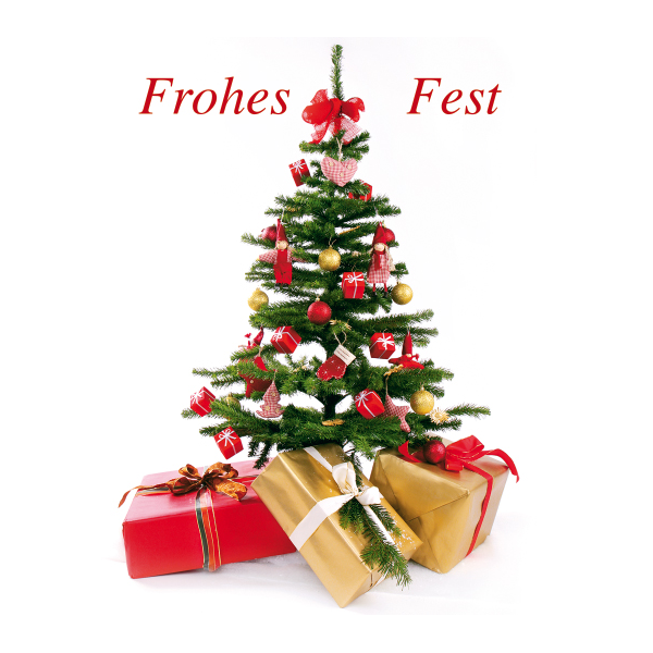 Weihnachten Midikarte Grußkarte mit Umschlag  Weihnachtsbaum Geschenke Frohes Fest