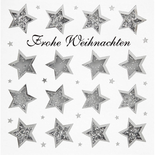 Weihnachten Quadratische Glückwunschkarte mit Umschlag Shake-Card Frohe Weihnachten Sterne