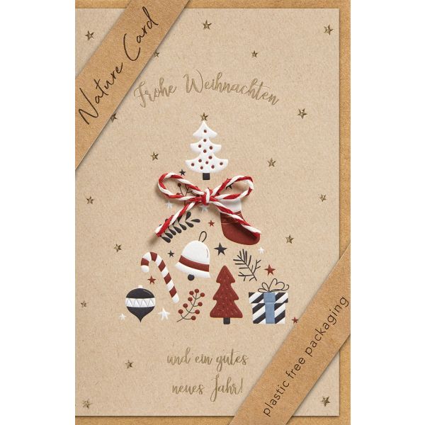 Weihnachten Nature Cards Handmade Glückwunschkarte mit Umschlag Weihnachtsbäume