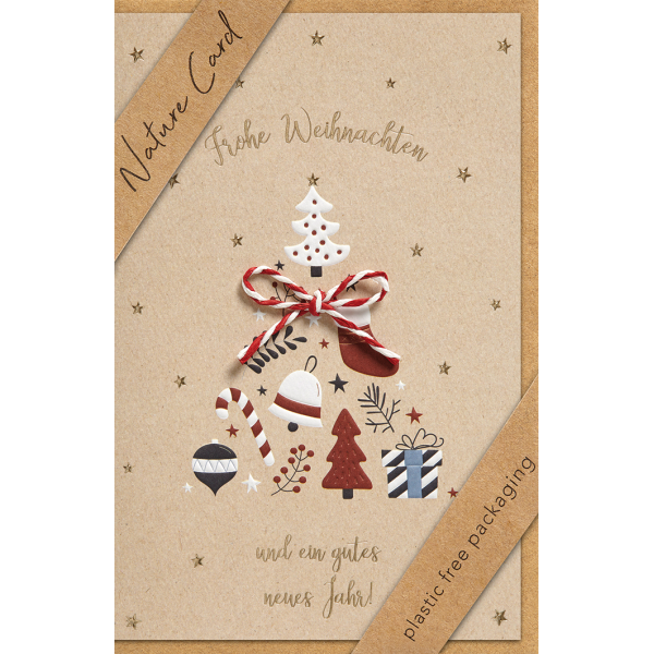 Weihnachten Nature Cards Handmade Glückwunschkarte mit Umschlag Weihnachtsbäume