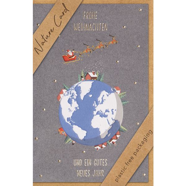 Weihnachten Nature Cards Handmade Glückwunschkarte 11,5 x 17 cm mit Umschlag Erdkugel