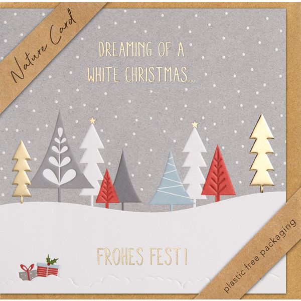 Weihnachten Nature Cards Handmade quadratische Glückwunschkarte mit Briefumschlag Tannenbäume