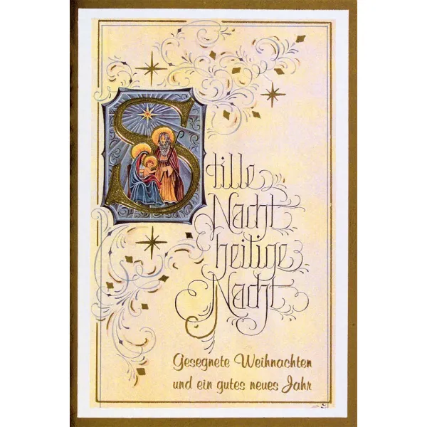 Weihnachten Glückwunschkarte mit Umschlag  Kirchenfenster Stille Nacht Heilige Nacht  Sterne