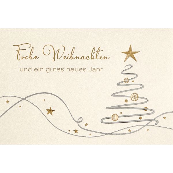 Weihnachten Glückwunschkarte mit Umschlag  Stern Weihnachtsbaum Gold Frohe Weihnachten Gutes Neues Jahr