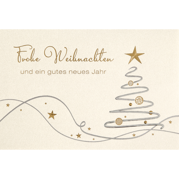 Weihnachten Glückwunschkarte mit Umschlag  Stern Weihnachtsbaum Gold Frohe Weihnachten Gutes Neues Jahr