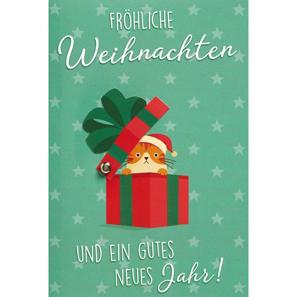 Weihnachten Glückwunschkarte mit Umschlag  Geschenk Katze Fröhliche Weihnachten Gutes Neues Jahr