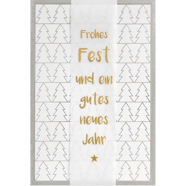 Weihnachten Glückwunschkarte mit Umschlag  Banderole Goldschrift Frohes Fest Gutes Neues Jahr