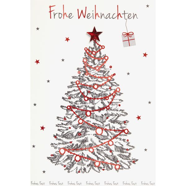 Weihnachten Glückwunschkarte mit Umschlag  Collage Stern Weihnachtsbaum Frohe Weihnachten