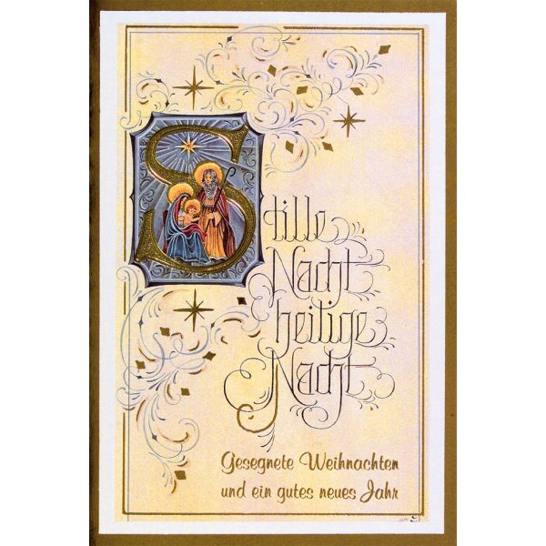 Weihnachten Glückwunschkarte mit Umschlag  Kirchenfenster Stille Nacht Heilige Nacht