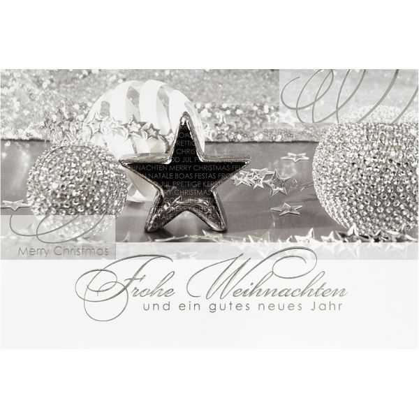Weihnachten Glückwunschkarte mit Umschlag  Silber Stern Frohe Weihnachten Gutes Neues Jahr
