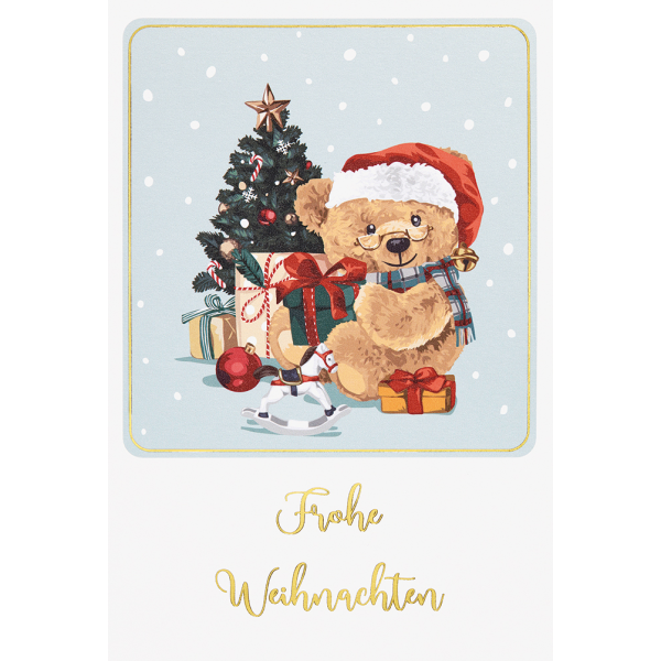 Weihnachten - Unverpackt – plastikfreie Verpackung - Glückwunschkarte im Format 11,5 x 17 cm mit Briefumschlag