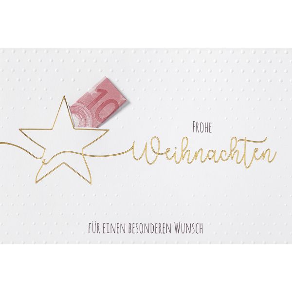 Weihnachten - Geldkarte – Unverpackt – plastikfreie Verpackung - Glückwunschkarte im Format 11,5 x 17 cm mit Briefumschlag
