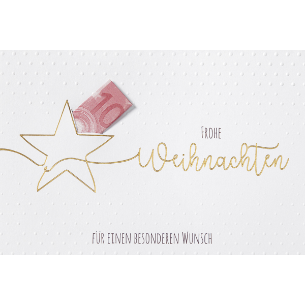 Weihnachten - Geldkarte – Unverpackt – plastikfreie Verpackung - Glückwunschkarte im Format 11,5 x 17 cm mit Briefumschlag