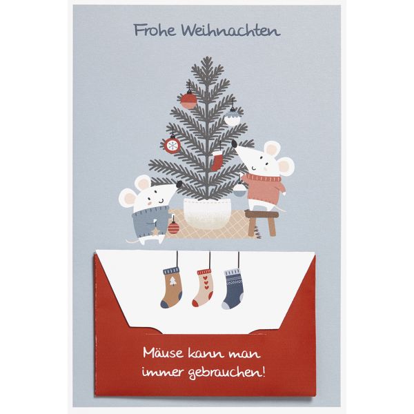 Weihnachten - Geldkarte - Unverpackt – plastikfreie Verpackung - Glückwunschkarte im Format 11,5 x 17 cm mit Briefumschlag