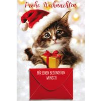 Weihnachten Geldgeschenkkarte mit Umschlag  Katze...