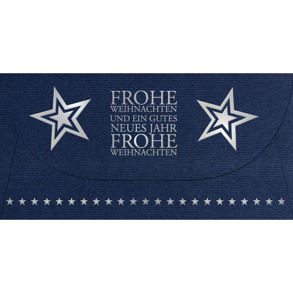 Weihnachten - Geldgeschenkkarte - Format 11 x 22 cm für Gutscheine, Tickets - blau mit Briefumschlag