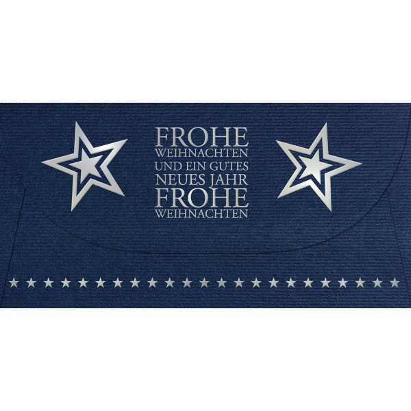 Weihnachten - Geldgeschenkkarte - Format 11 x 22 cm für Gutscheine, Tickets - blau mit Briefumschlag