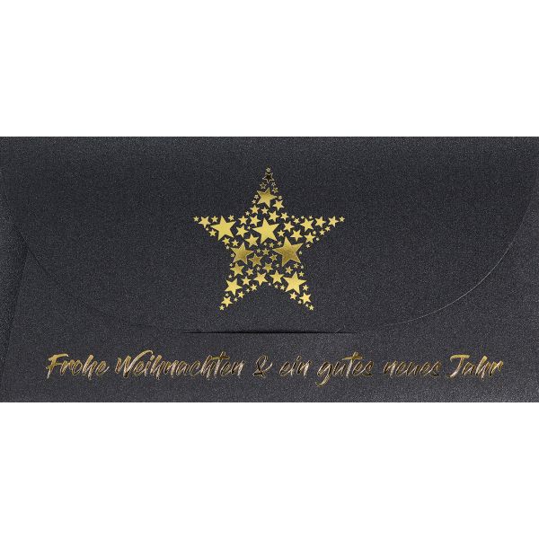 Weihnachten - Geldgeschenkkarte - Format 11 x 22 cm für Gutscheine, Tickets - schwarz mit Briefumschlag